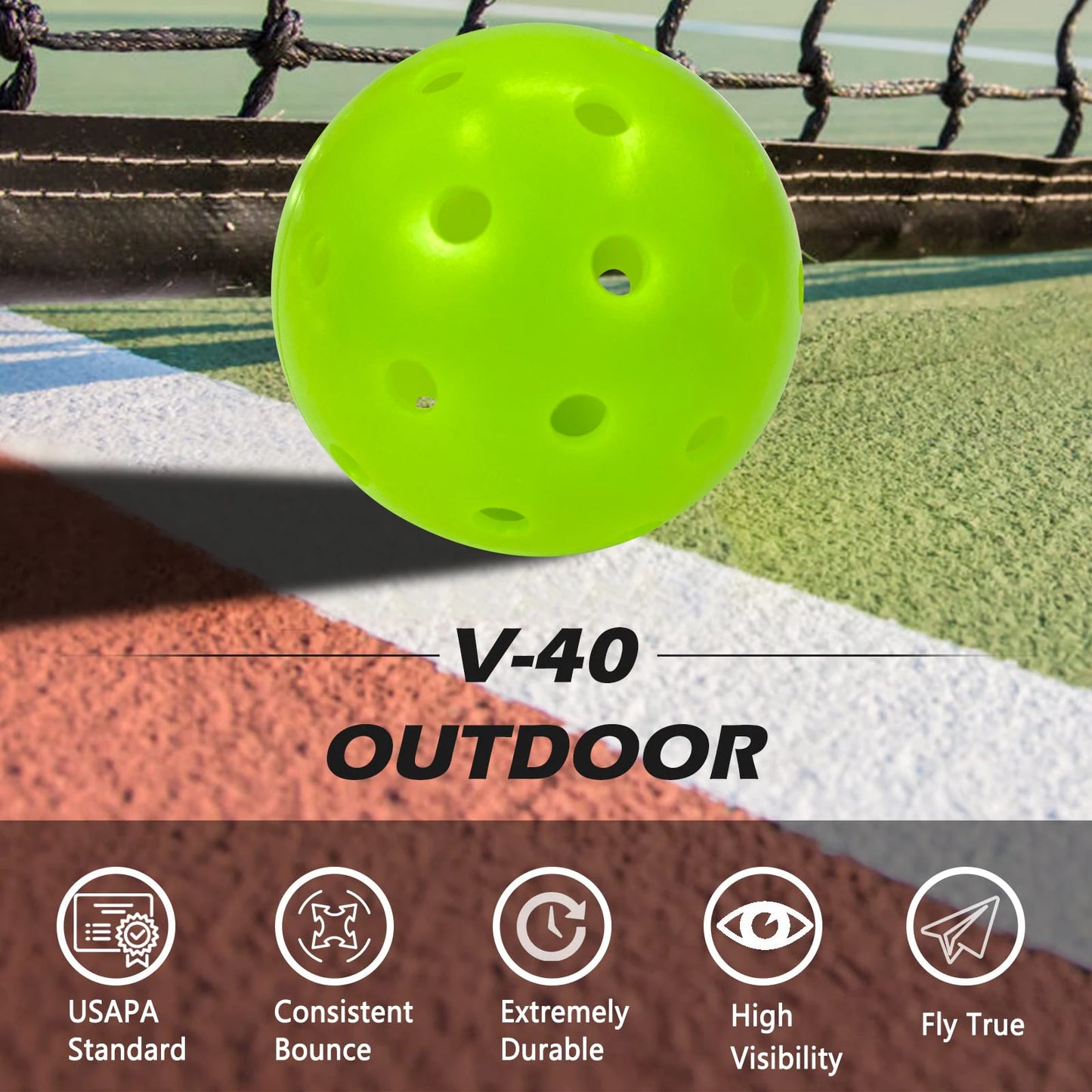 Outdoor Competition Pickleball Balls, Lime Green